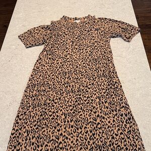 Anthropologie Tan and Black Animal Print Dress